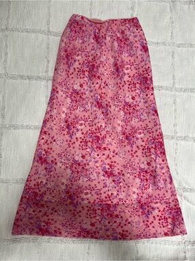 Vintage Pierre Cardin Pink Floral Midi Skirt